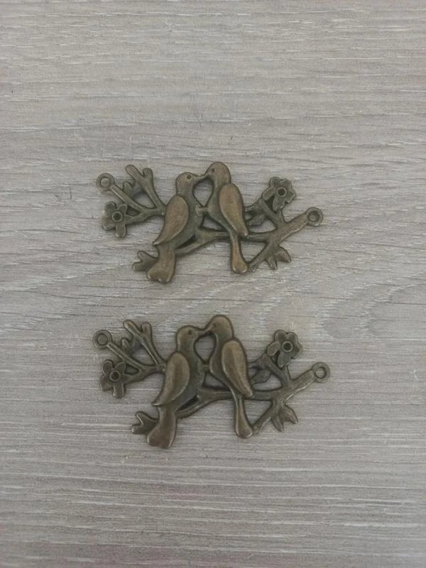 Lot De Connecteurs "Oiseaux" En Bronze Antique